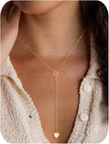 Yoosteel Long 14K-Gold-Plated Necklace for Women - Valentines Gifts Dainty Y-Shaped Necklaces Lariat Drop Chain Simple Jewelry Trendy Gift for Women