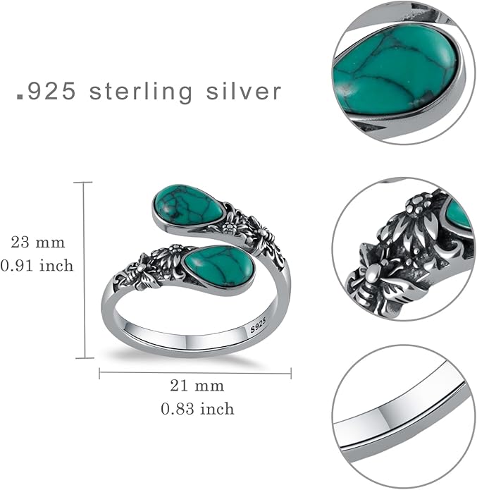 Bee Spoon Ring 925 Sterling Silver Adjustable Thumb Ring Bee Jewelry Gifts for Women