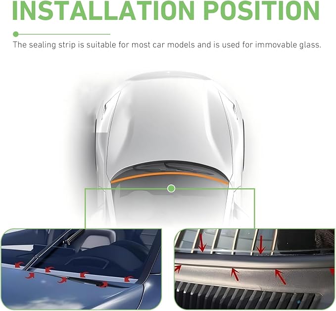 Windshield Cowl Seal Strip, 1.7M/5.6Ft H-Shape Car Front and Rear Weatherstrip - Image 7