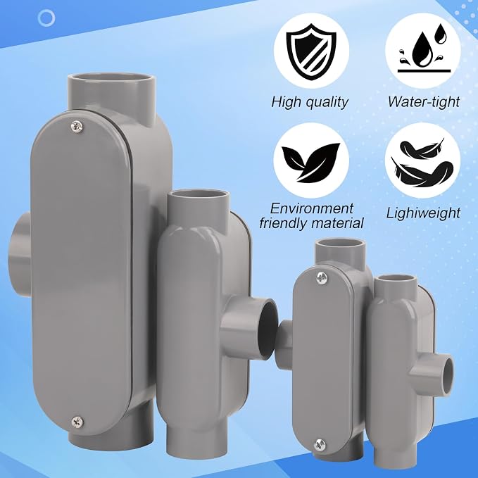 4Pack 1/2 Inch Rigid PVC Conduit Body Type T 0.50IN PVC Conduit Bodies T Type - Image 5