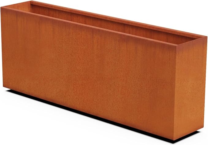 Large Rectangular Planters for Outdoor Plants 60x12x24 | Extra Large Corten by Plantercraft
