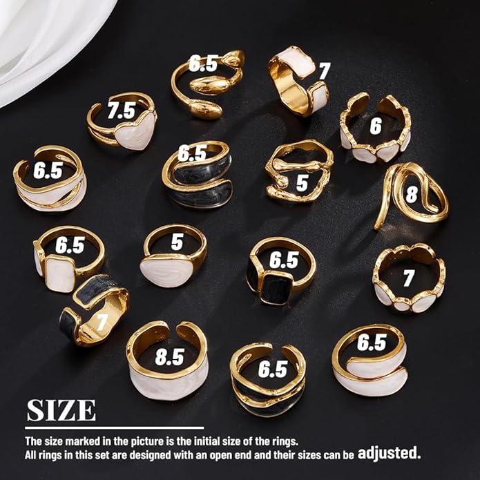 KISS WIFE Goldenen Silvery Black Kunckle Rings Set for Women, Dainty Simple Trendy Cute Stackable Finger Rings Pack, Perfect for Stacking Layering on Thumb and Knuckle, Mixed Size, Jewelry Gift