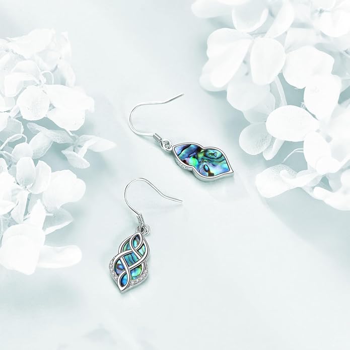 Abalone Shell Dangle Drop Earrings for Women 925 Sterling Silver Filigree Bohemian Earrings Jewelry Gift
