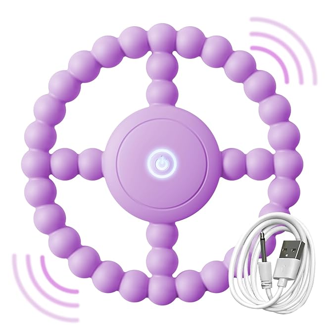 Vibrating Sensory Chew Toy – Baby Teether for 6-12 8-18 Months, Autism Sensory Toys for Kids, Toddler Travel Essential & 1-2 Year Old Christmas Boys Girls Gift Idea (Purple)
