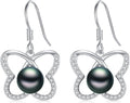 Tahitian Black Pearl Earrings Gifts for Women Wife Celtic Dangle Drop Earrings Wedding Birthday Anniversary Jewelry Valentines Christmas Day Gifts 925 Sterling Silver