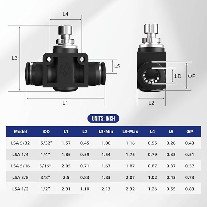 3/8 Push To Connect Valve, Shut Off Air Flow Control Fittings | Pneumatic - Image 2