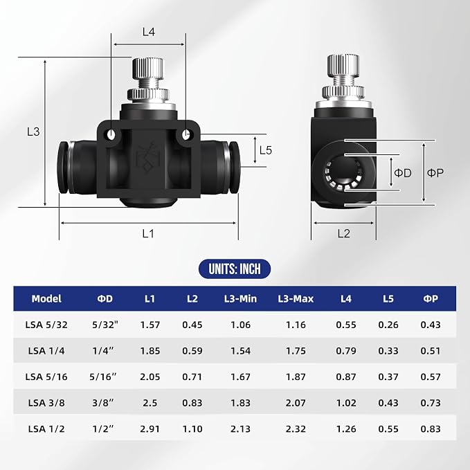 5/16 8mm Push To Connect Valve, Shut Off Air Flow Control Fittings | Pneumatic - Image 2