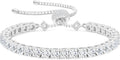 KRKC&CO Moissanite Bolo Tennis Bracelets for Women, 1.6-8.0 ct.tw, Adjustable Length S925 Sterling Silver, Christmas Gifts for Her, Luxury Box, 2/3/4mm D Color VVS1 White/14K/24K/Rose Gold Plated