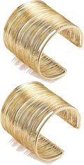 FIRAZIO 2-8 Pcs Cuff Bangle Bracelet for Women Open Wide Wire Bracelets Golden Wrist Cuff Wrap Bracelet Adjustable