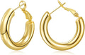 sovesi Chunky Gold Hoop Earrings for Women with 925 Sterling Silver Post, 14K Gold Plated Small Thick Gold Hoops Earrings for Women