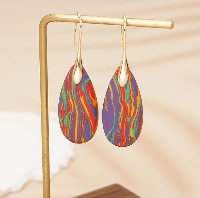 Natural Stone Earrings Waterdrop Stone Dangle Earrings for Women