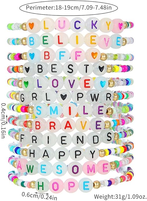 Friendship Bracelets Boho Stackable Bracelets for Women Surfer Heishi Clay Bead Bracelets Stretch Preppy Bracelets Colorful Boho Bracelets for Women