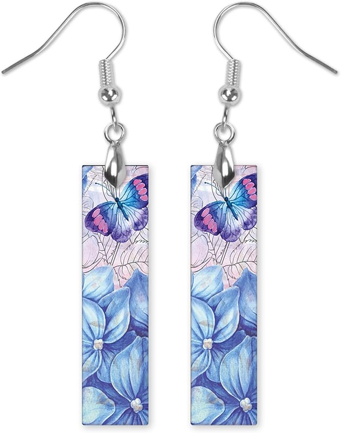 Earrings Handmade Bar Wood Earrings Light Weight Printed Image Dangle Earring Jewelry