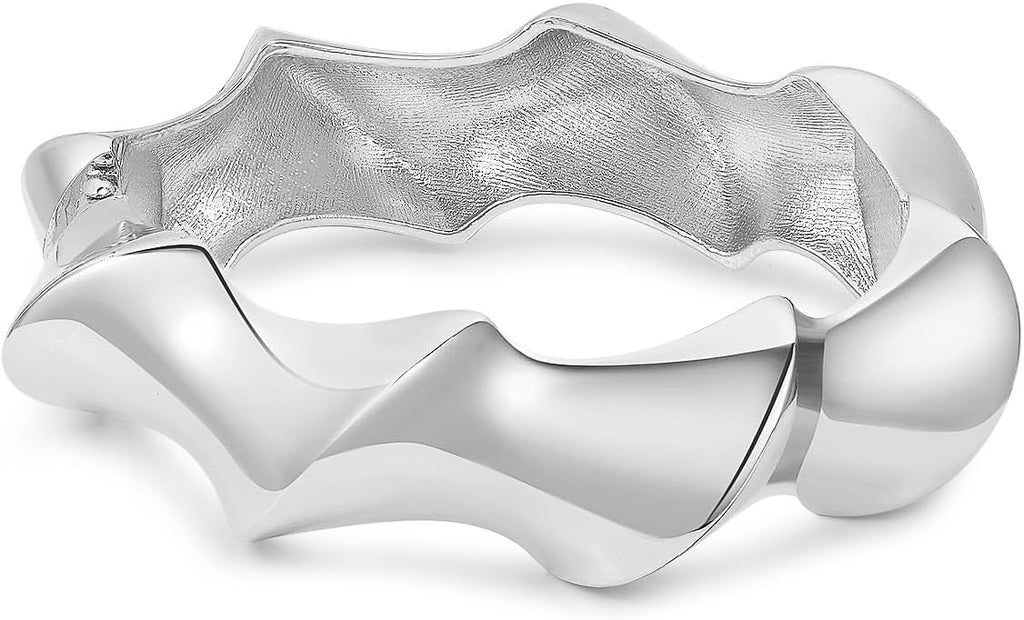 Chunky Gold/Silver Gold Cuff Bangle Bracelets for Women Trendy Hinged Cuff Open Wide Chunky Gold Bracelet Minimalist Bangle Jewelry Gift