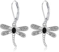 ONEFINITY Dragonfly Earrings 925 Sterling Silver Moonstone Leverback Dragonfly Dangle Drop Earrings Women Jewelry Gifts