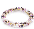 Beaded Bracelets Stack for Women Small Beaded Stretch Stone Bracelets Stackable Gemstone Crystal Dainty Boho 14K Gold Plated Beads Anklets Necklace Summer Jewelry for Women