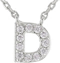 JTV Sterling Silver Initial Necklace for Women, 0.13 CTW White Cubic Zirconia Letter Pendant, Rhodium-Plated, Personalized Monogram Jewelry, Gift Box Included, 18”