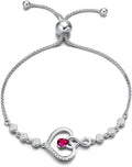 AGVANA Valentines Day Gifts Heart Birthstone Bracelets for Women Sterling Silver Genuine or Created Gemstone Tennis Bracelet Infinity Love Jewelry Anniversary Birthday Gifts for Wife Mom Women