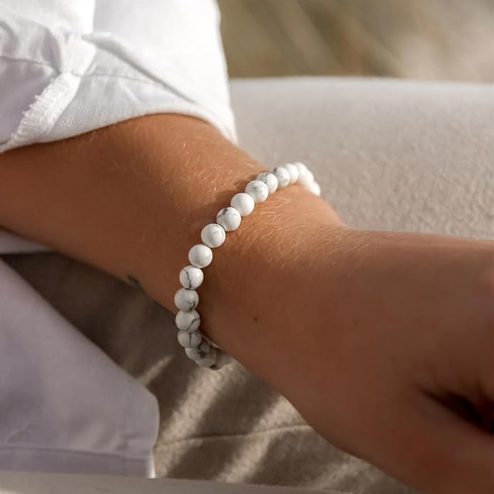 16PCS Natural Crystal Bracelets for Women Men - 8mm Semi-Precious Gemstone Beaded Bracelets, Round Gemstones Stretch Bracelet, Yoga Bracelets Jewelry Gifts