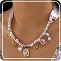 RINHOO FRIENDSHIP Silk Scarf Necklace for Women - Adjustable Boho Vintage Bandana Choker with 18K Non-Tarnish Gold Charms (Assorted Pendants & Patterns) Layered Jewelry Gift Box