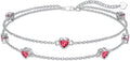 Dorunmo Heart Birthstone Anklet Bracelets for Women 925 Sterling Silver Birthday Jewelry Best Mother's Day for Women Wife