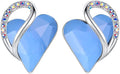 Leafael Infinity love Heart Birthstone Stud Earrings for Women, Valentine's Day Gifts for Mom, Wife, and Her, Silver Plated Birthday Jewelry