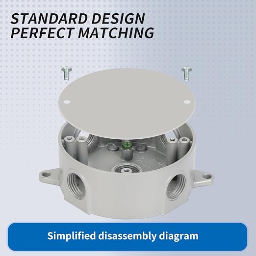 Round Outdoor Electrical Box, Five 0.5”Hole Round Junction Box, 9 Pack | - Image 4