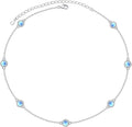 FLYOW S925 Sterling Silver Dainty Butterfly/Moonstone/Turquoise/Agate/Circle Choker Necklace Short Dainty Layered Pendant Necklace Jewelry for Women Girls