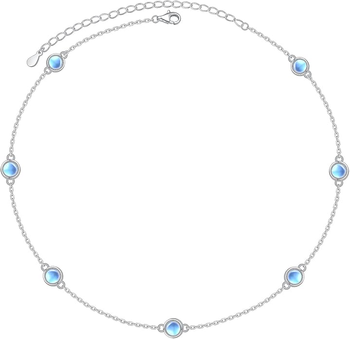 FLYOW S925 Sterling Silver Dainty Butterfly/Moonstone/Turquoise/Agate/Circle Choker Necklace Short Dainty Layered Pendant Necklace Jewelry for Women Girls