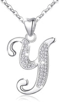 AEONSLOVE 925 Sterling Silver Initial Necklaces for Women, 26 Letters Pendants Necklace Gift for Mother, Daughter, Wife, 18 Inch Chain