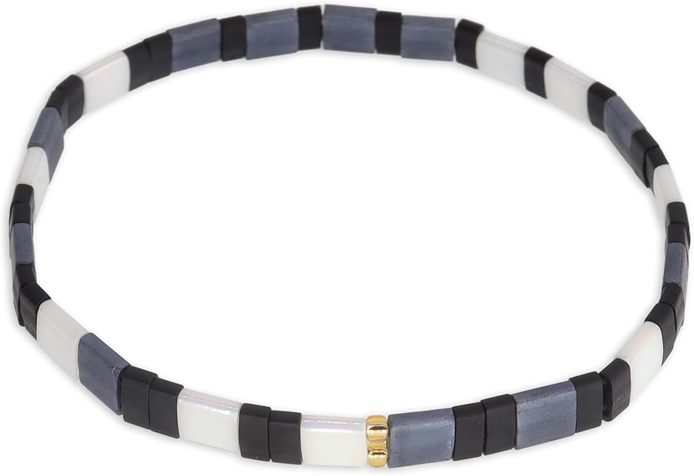 Sonateomber Tila Flat Beaded Stretch Bracelets for Women, Trendy Unique Colorful Square Beads Handmade Stack Bracelet Friendship Accessories Fashion Jewelry Gift