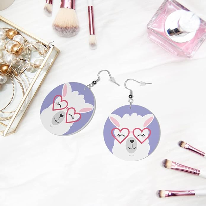 Swono Dinosaurs Round Faux Leather Earrings for Women Adorable Funny Cartoon Dragon Animal Tree Funny Lightweight Double-Side Printed Drop Dangle Earring for Birthday Party Gift