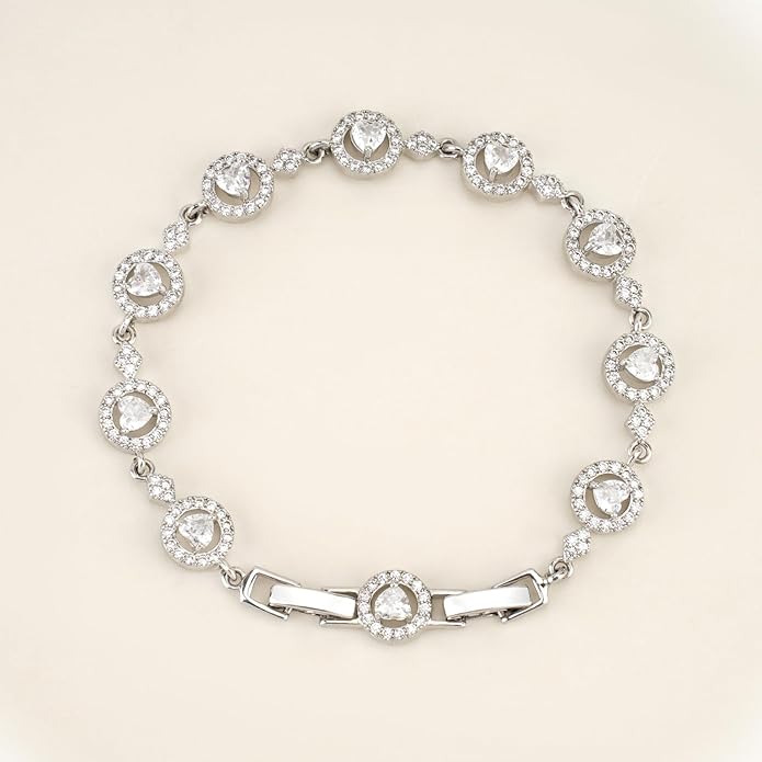Tennis Bracelet for Women 14K Gold Plated Cubic Zirconia Bracelet,Classic Crystal Tennis Bracelet, Rhinestone Delicate Bracelet Gift for Her