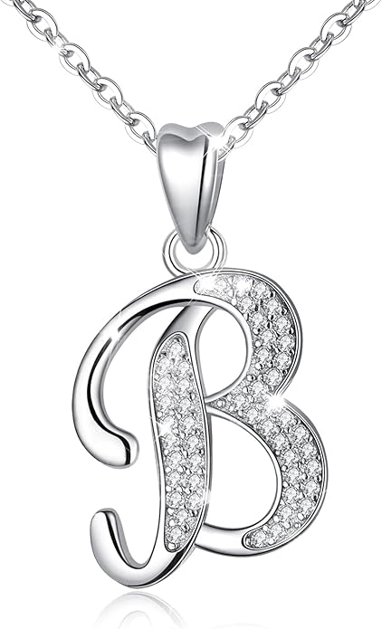 AEONSLOVE 925 Sterling Silver Initial Necklaces for Women, 26 Letters Pendants Necklace Gift for Mother, Daughter, Wife, 18 Inch Chain