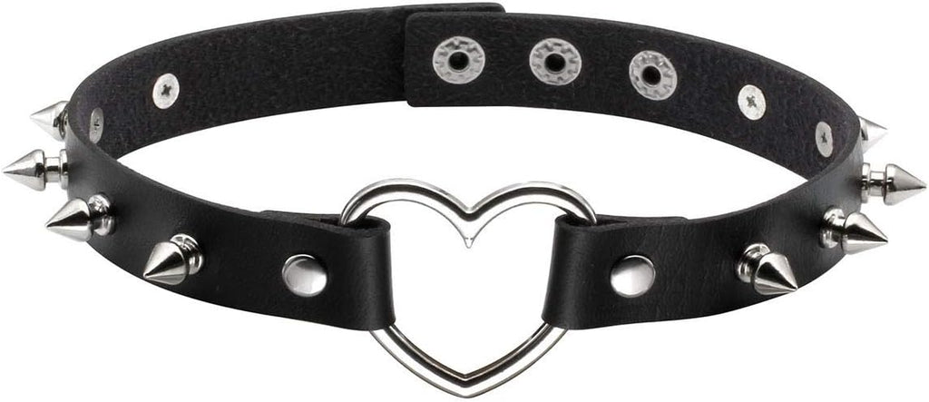 Eigso Vintage Punk Goth Studded Rivet Pu Leather Collar Choker Necklace with Spikes Adjustable