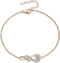 Birthstone Bracelets for Women 925 Sterling Silver Created Gemstone Bracelet Infinity Pendant Jewelry for Her, 6.7"+1.2"