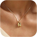 Bubble Gold Silver Letter Necklace Initial Necklaces for Women Trendy 14K Dainty Charm Pendant Name Necklace Personalized Jewelry Gift for Women Teen