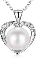 Iefil Valentines Day Gifts for Her - 925 Sterling Silver 10-11mm Freshwater Pearl Necklace, Anniversary Birthday Gifts for Women Wife Girlfriend
