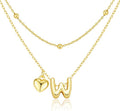 adoyi Valentines Day Gifts for Women Hers Dainty 14K Gold Plated Heart Initial Necklaces Layered Letter A-Z Pendant Necklace Stack Trendy Jewelry Birthday Valentines Day Gifts for Women Jewelry