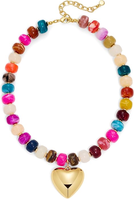 LILIE&WHITE Resin Chunky Beaded Necklace for Women Minimalistic Modern Statement Necklace Jewelry Accessories