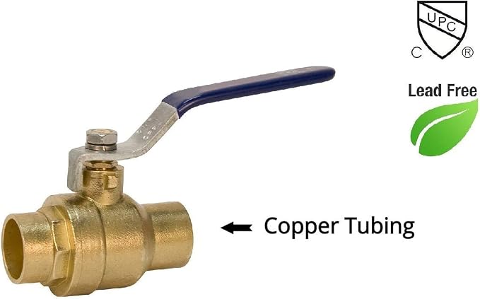 1/2" Sweat Solder C X C Ball Valve Full Port Water Stop Shut Off, Heavy Duty - Image 3