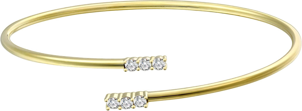EcoGems Lab Grown Gemstone & Moissanite Bracelets – 14K White or Yellow Gold Plated Sterling Silver – Featuring Lab Grown Diamonds, Emeralds, Paraiba, Sapphire & Pearls – Sustainable Luxury Gift with Gift Box
