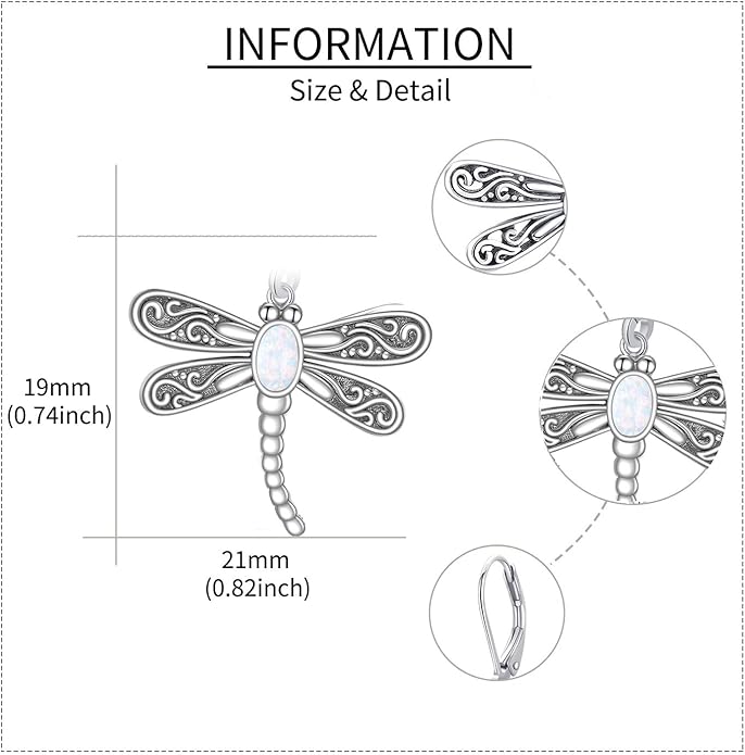ONEFINITY Dragonfly Earrings 925 Sterling Silver Moonstone Leverback Dragonfly Dangle Drop Earrings Women Jewelry Gifts