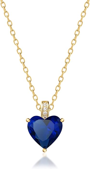 Genuine Birthstone Necklace for Women, Heart Love Necklace, Birthday Gifts for Her