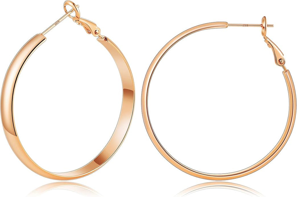 Gacimy 14K Gold Plated Hoop Earrings for Women, 14k Real Gold Plated with 925 Sterling Silver Post, Hypoallergenic Lightweight Thick Hoops Earrings for Women Trendy