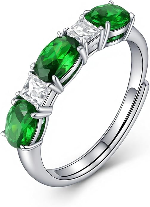 925 Sterling Silver Birthstone Rings for Women - Adjustable Size Women Jewelry Birthday Gifts for Girlfriend,Wife,Mom