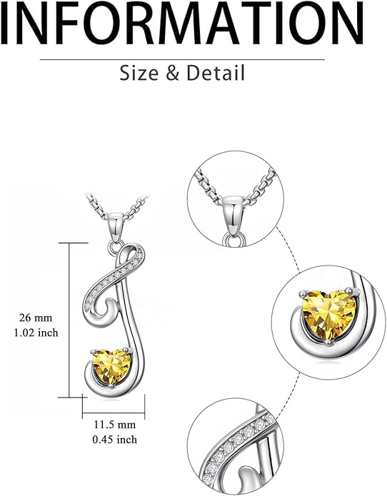 Valentines Day Gifts for Women Alphabet A to Z Initial Birthstone Pendant Necklaces for Women - 18k White Gold Plated Personalized Name Jewelry Valentine Mothers Day Birthday Gifts for Women Her Girlfriend