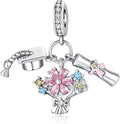 Birthday Fashion Love Heart Dangle Charm 925 Sterling Silver Charms fits Bracelets and Necklace Pendant Bead Charms Jewelry Present for Women Family Friends