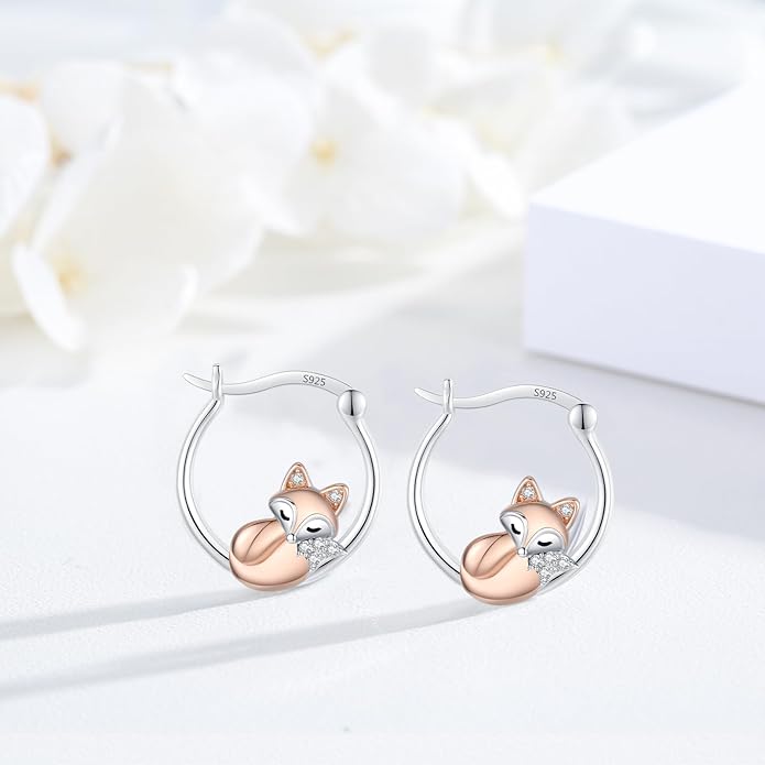 JUSTKIDSTOY Hypoallergenic Panda/Unicorn/Hummingbird/Dolphin Hoop Earrings for Women 925 Sterling Silver Animal Huggie Hoop Earrings Jewelry Gifts for Sensitive Ears