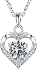 MOOSEA Valentines Day Gifts for Her - 925 Sterling Silver Heart Moissanite Pendant Necklace 1-3 Carat VVS1 Clarity Moissanite, Anniversary Birthday Gift for Women Mom Wife Girlfriend